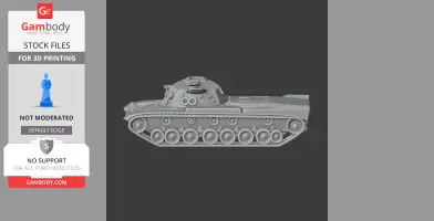 3D model of a detailed tank with turret and tracks, suitable for 3D printing.