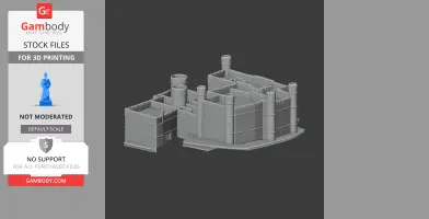 3D model of Chichester Castle with detailed walls and towers, designed for printing.