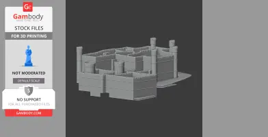 A detailed 3D model of a medieval castle with walls and turrets, designed for 3D printing.