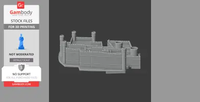 Gray 3D model of Chichester Castle with towers and walls from Gambody's STL files.