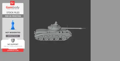 A detailed 3D model of a Comet tank, displayed in a side view, for 3D printing.
