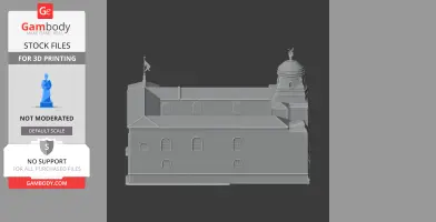 3D model of Colchester Castle with detailed architecture for printing, featuring towers and windows.