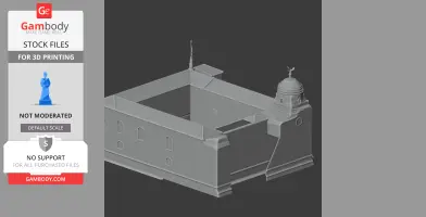 3D model of Colchester Castle with walls, windows, and a domed tower, designed for 3D printing.