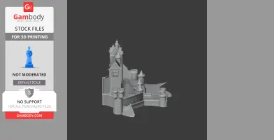 A detailed architectural 3D model featuring towers and walls, suitable for 3D printing.