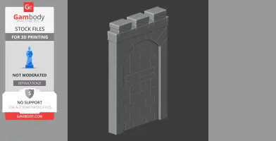 3D model of a stone defensive wall segment with battlements for 3D printing.