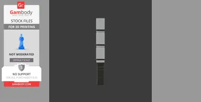 A vertical stack of four gray square segments forming part of a defensive wall design for 3D printing.