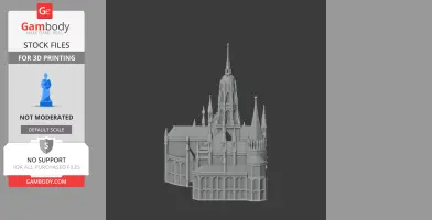 Detailed 3D model of a Gothic cathedral with spires and arches, ready for 3D printing.