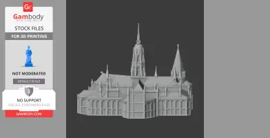 Detailed 3D model of a Gothic cathedral with spires and arches for 3D printing.