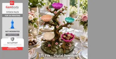 Charming tree-shaped jewelry holder with colorful lotus blossom trays and floral details.