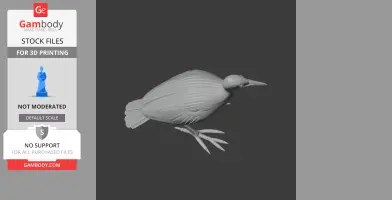 3D printed prehistoric bird with detailed feathers and long beak, posed in walking stance.