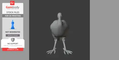 3D model of a prehistoric bird, standing upright with detailed beak and claws, designed for printing.