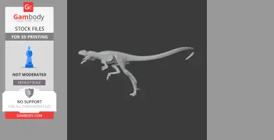 3D model of a Raptorex dinosaur in a walking pose, designed for 3D printing.