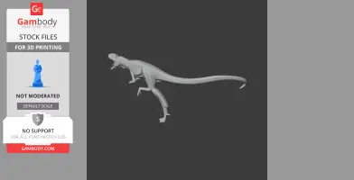 3D model of a Raptorex dinosaur with an elongated tail, standing upright for 3D printing.