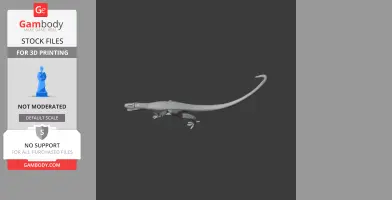 3D model of a Raptorex dinosaur, side view, ready for 3D printing.