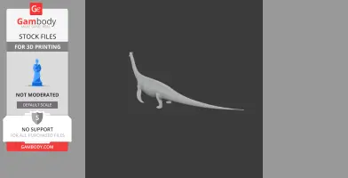 A 3D model of a Rayosaurus, a long-necked prehistoric dinosaur, for 3D printing.