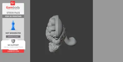 A 3D model of a cartoonish, textured figure resembling a mashup between Garfield and The Thing.
