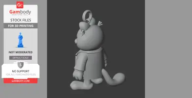 3D mashup model of a cat in a suit with a ring on its head, combining Garfield and Tony Montana themes.