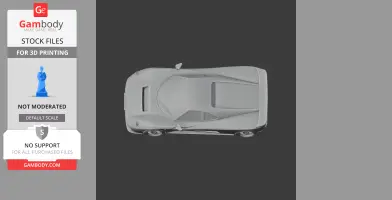 Top view of a sleek, aerodynamic sports car model, ready for 3D printing.