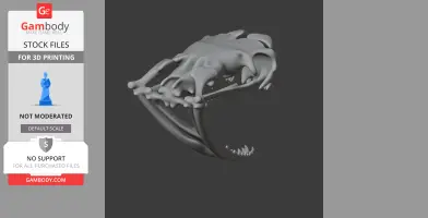 3D model of an Egyptian cobra skull with detailed bones, designed for 3D printing.