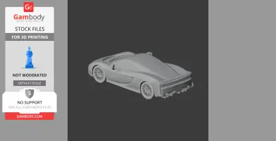 3D model of a sleek sports car, viewed from the rear-left angle, suitable for 3D printing.