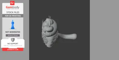 3D model of a mashup figure combining Garfield and armor elements, showcased for 3D printing.