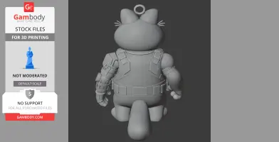 3D model of a cartoon cat with military gear, combining elements of a superhero and winter soldier.