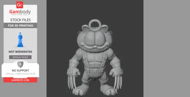 Garfield Wolverine Ring Figure - Mashup Figure STL