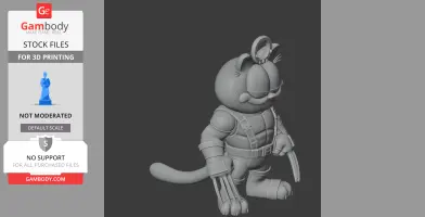 Garfield Wolverine Ring Figure - Mashup Figure STL