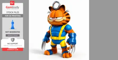 Garfield Wolverine Ring Figure - Mashup Figure STL