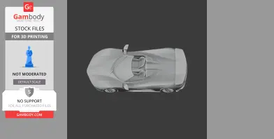 3D model of a sleek, futuristic sports car, viewed from above, designed for 3D printing.