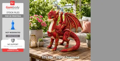 Crimson Dahlia Dragon STL File for 3D Print