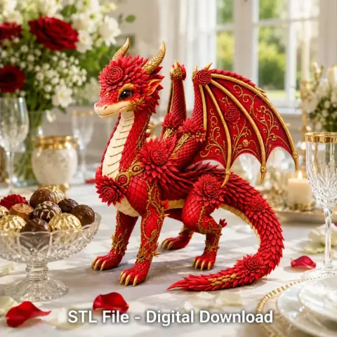 Crimson Dahlia Dragon STL File for 3D Print