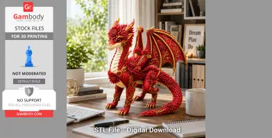 Crimson Dahlia Dragon STL File for 3D Print