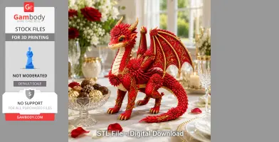 Crimson Dahlia Dragon STL File for 3D Print