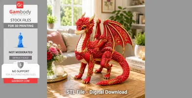 Crimson Dahlia Dragon STL File for 3D Print