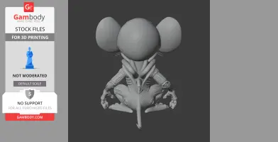 A 3D figure combining a cartoon mouse with a sci-fi alien xenomorph, designed for 3D printing.