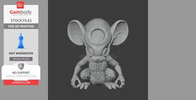 Mouse-alien hybrid figure with large ears, mechanical body, and detailed features for 3D printing.
