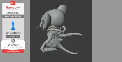 A 3D model of a mouse-alien hybrid with detailed textures, featuring large ears and an elongated tail.