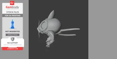A 3D model of a mouse-like creature merging with an alien xenomorph, featuring large ears and a long tail.