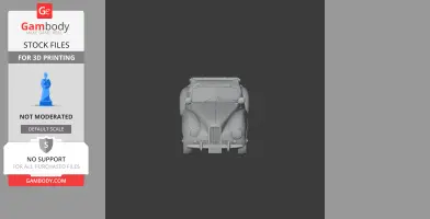 3D model of a vintage Aston Martin 2-Litre Sports car, designed for 3D printing. Front view.