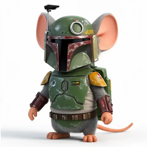 Jerry Mouse Boba Fett Ring Figure - Mashup Figure STL