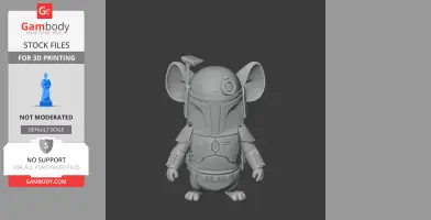Jerry Mouse Boba Fett Ring Figure - Mashup Figure STL