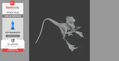 3D model of a Santanaraptor, a prehistoric dinosaur, in a dynamic pose for 3D printing.