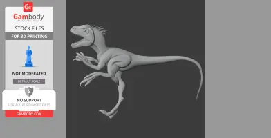 3D model of a Santanaraptor dinosaur with detailed features, designed for 3D printing.