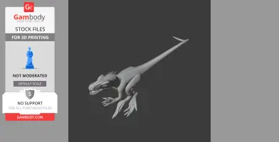 3D model of a Santanaraptor, a dinosaur with feathers, sharp claws, and a long tail, for 3D printing.