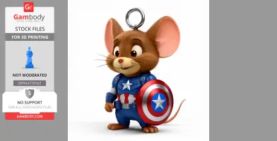 Jerry Mouse Captain America Ring Figure - Mashup Figure STL