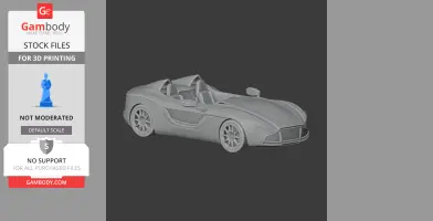 A sleek 3D model of a convertible car, showcasing detailed wheels and aerodynamic design for printing.