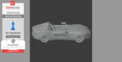 3D model of an Aston Martin CC100 roadster, side view, designed for 3D printing.
