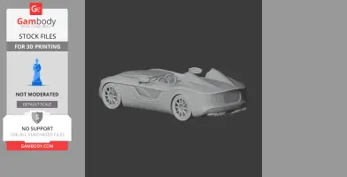 3D model of a sleek Aston Martin CC100, designed for 3D printing, showing detailed rear and side view.