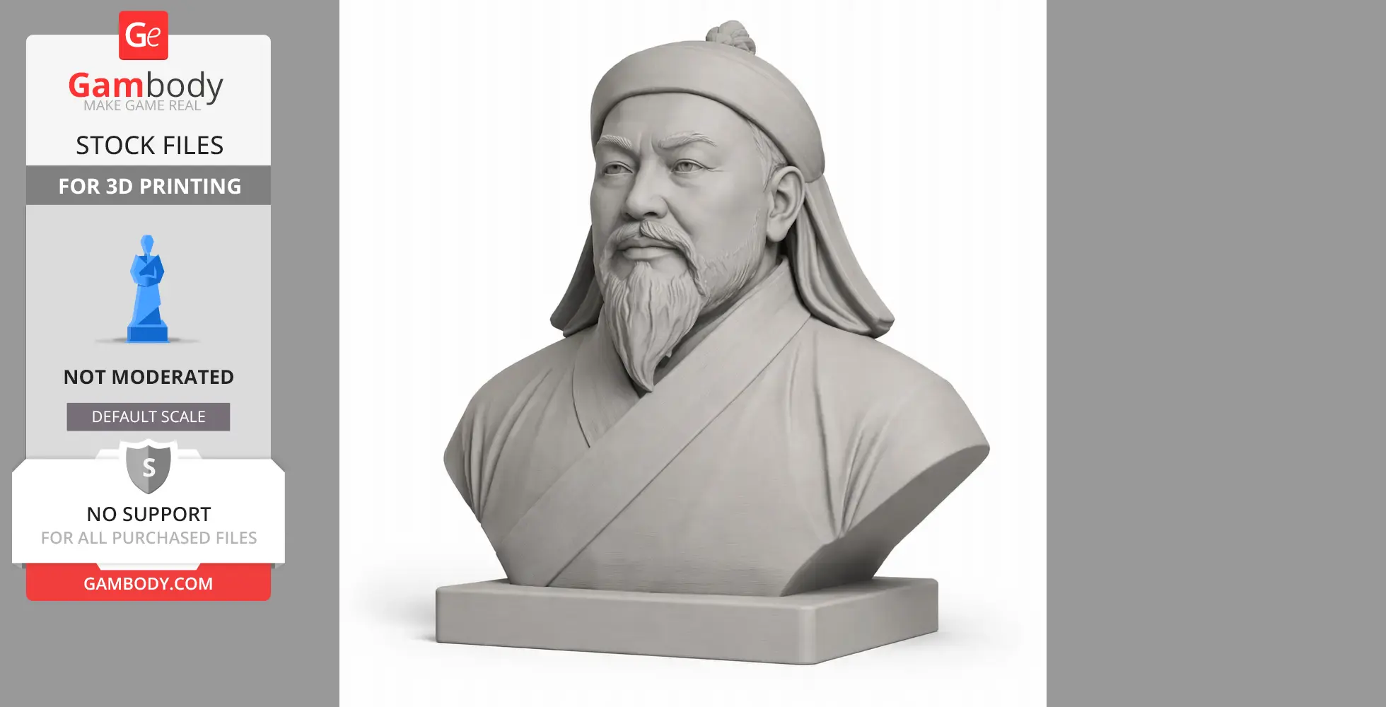 Kublai Khan Bust - Historical Warrior STL